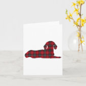 Red Buffalo Plaid Teckel Hond Kersthonden Kaart (Gele Bloem)