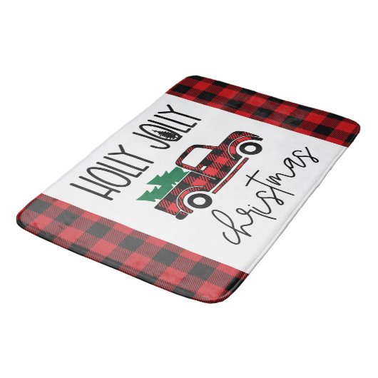 Red Buffalo Plaid  Truck Christmas Badmat (Gekanteld)