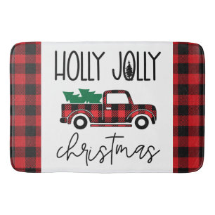 Red Buffalo Plaid  Truck Christmas Badmat