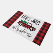 Red Buffalo Plaid  Truck Christmas Deurmat (Schuin)