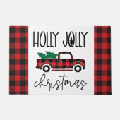 Red Buffalo Plaid  Truck Christmas Deurmat (Voorkant)