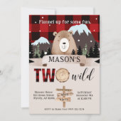 Red Buffalo Plaid Twee Wilde Beer 2e Verjaardag Kaart (Voorkant)