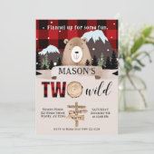 Red Buffalo Plaid Twee Wilde Beer 2e Verjaardag Kaart (Staand voorkant)