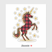 Red Buffalo Plaid Unicorn Christmas Tee for Mom &  Sticker (Vel)