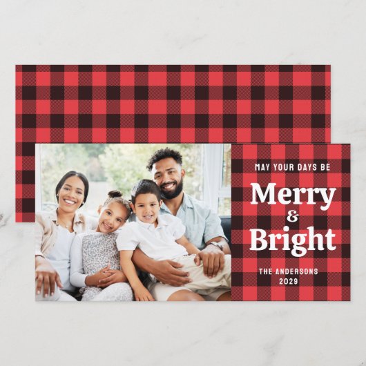 Red Buffalo Plaid Vrolijk en helder Foto (Voorkant / Achterkant)