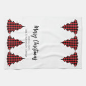 Red Buffalo Plaid Vrolijk Kerstritueel Theedoek (Horizontaal)