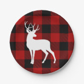 Red Buffalo Plaid & White Deer | Personal Name  Papieren Bordje (Voorkant)