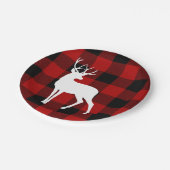 Red Buffalo Plaid & White Deer | Personal Name  Papieren Bordje (Gekanteld)