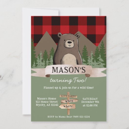 Red Buffalo Plaid Wilderness Beer Verjaardag Kaart (Voorkant)