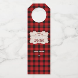 Red Buffalo Plaid Wood Vakantiefeest Flessenhanger