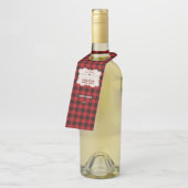 Red Buffalo Plaid Wood Vakantiefeest Flessenhanger (Schuin)