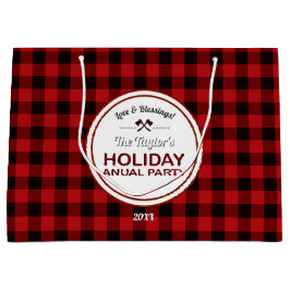 Red Buffalo Plaid Wood Vakantiefeest Groot Cadeauzakje
