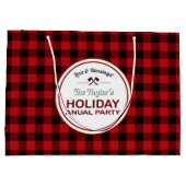 Red Buffalo Plaid Wood Vakantiefeest Groot Cadeauzakje (Achterkant)