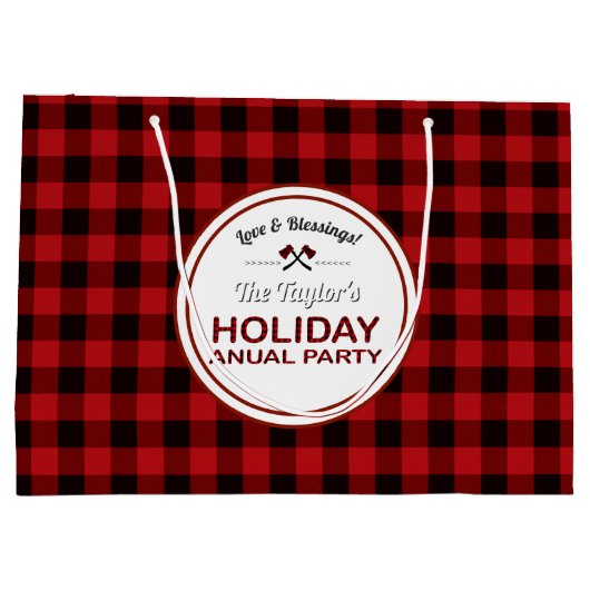 Red Buffalo Plaid Wood Vakantiefeest Groot Cadeauzakje (Achterkant)