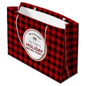 Red Buffalo Plaid Wood Vakantiefeest Groot Cadeauzakje (Achterkant Gekanteld)