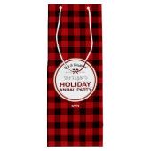 Red Buffalo Plaid Wood Vakantiefeest Wijn Cadeautas (Achterkant)