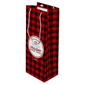 Red Buffalo Plaid Wood Vakantiefeest Wijn Cadeautas (Voorkant Gekanteld)