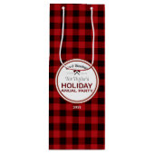 Red Buffalo Plaid Wood Vakantiefeest Wijn Cadeautas (Voorkant)