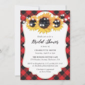 Red Buffalo Plaid Zonnebloem Vrijgezellenfeest Kaart (Voorkant)