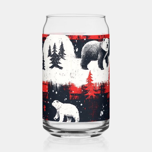 Red Buffalo Plaids Polar Beer Blikvorm Glas (Rechts)