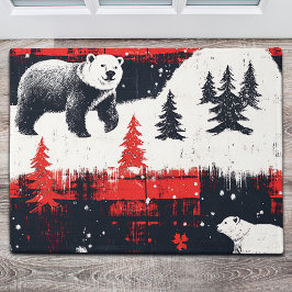 Red Buffalo Plaids Polar Beer Deurmat