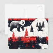 Red Buffalo Plaids Polar Beer Feestdagenkaart (Voorkant / Achterkant)