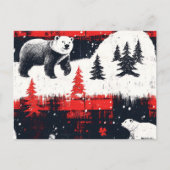 Red Buffalo Plaids Polar Beer Feestdagenkaart (Voorkant)