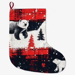 Red Buffalo Plaids Polar Beer Grote Kerstsok
