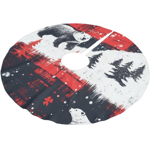 Red Buffalo Plaids Polar Beer Kerstboom Rok (Gekanteld)