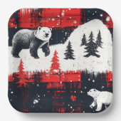 Red Buffalo Plaids Polar Beer Papieren Bordje (Voorkant)