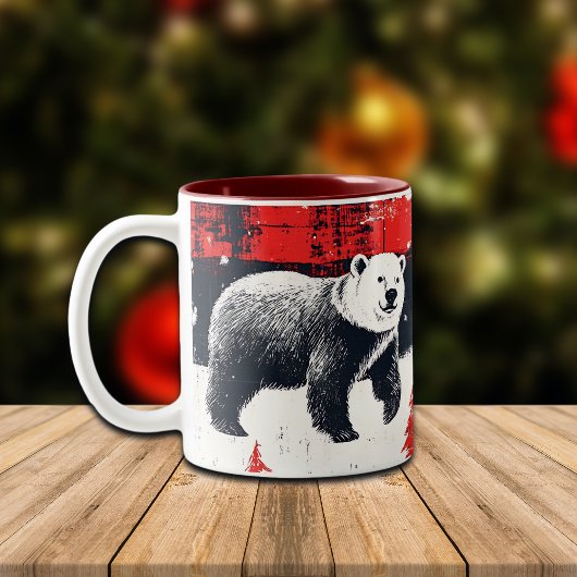Red Buffalo Plaids Polar Beer Tweekleurige Koffiemok