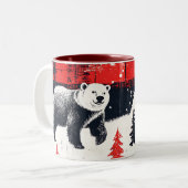 Red Buffalo Plaids Polar Beer Tweekleurige Koffiemok (Voorkant links)