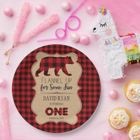 Red Buffalo Play Birthday ONE Custom Papieren Bordje (Feest)