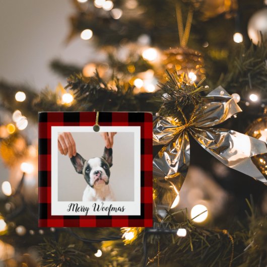 Red Buffalo Play Dog Foto | Merry Woofmas Keramisch Ornament