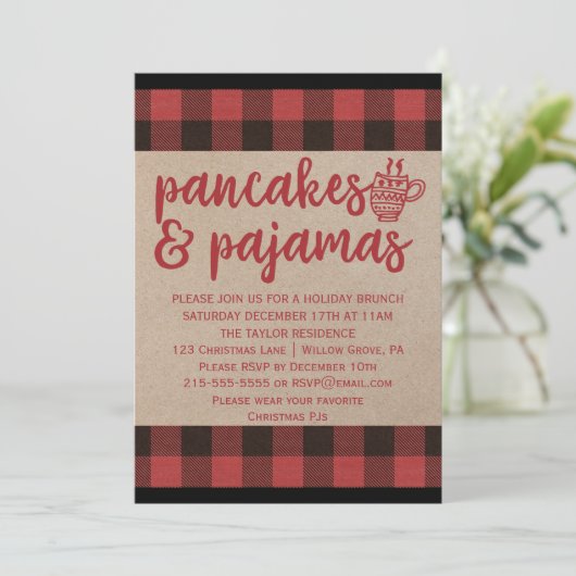 Red Buffalo Play Pancakes en Pajamas Party Kaart (Staand voorkant)