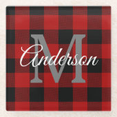 Red Buffalo Play | Persoonlijk Initiaal | Cadeau Glazen Onderzetter (Voorkant)