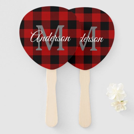 Red Buffalo Play | Persoonlijk Initiaal | Cadeau Handwaaier (Voorkant en achterkant)