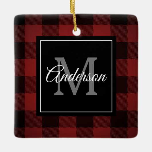 Red Buffalo Play | Persoonlijk Initiaal | Cadeau Keramisch Ornament (Voorkant)