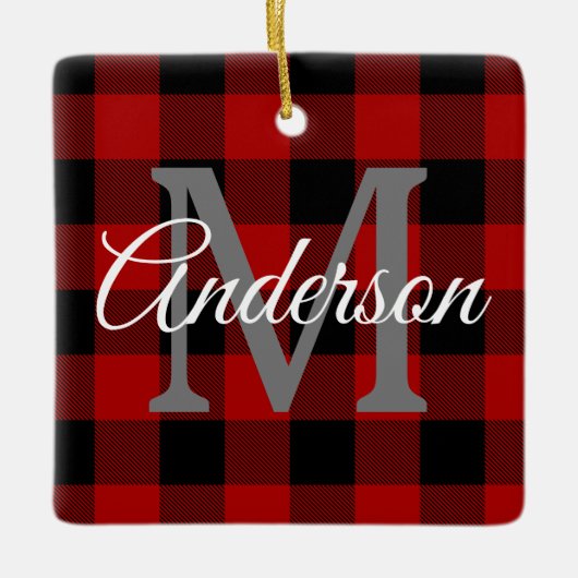 Red Buffalo Play | Persoonlijk Initiaal | Cadeau Keramisch Ornament (Voorkant)