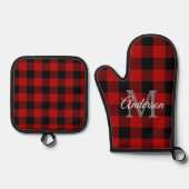 Red Buffalo Play | Persoonlijk Initiaal | Cadeau Ovenwant & Pannenlap Set (Voorkant)