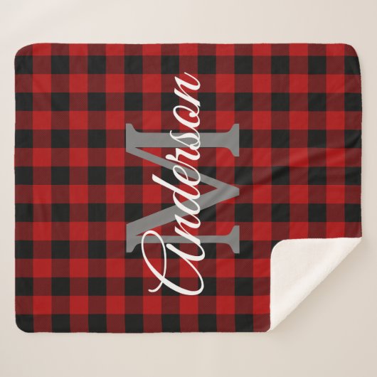 Red Buffalo Play | Persoonlijk Initiaal | Cadeau Sherpa Deken (Voorkant (horizontaal))