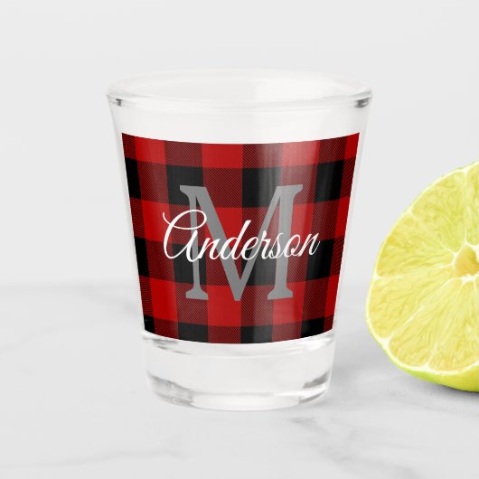 Red Buffalo Play | Persoonlijk Initiaal | Cadeau Shot Glas (Voorkant)