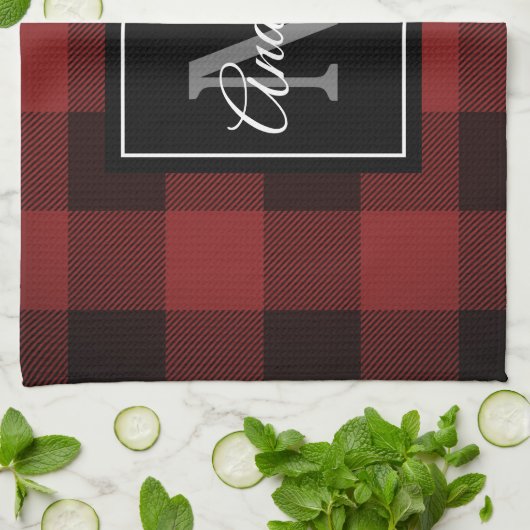 Red Buffalo Play | Persoonlijk Initiaal | Cadeau Theedoek (Gevouwen)