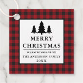 Red Buffalo Play Pines Merry kerst Bedankjes Labels (Voorkant)