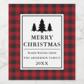 Red Buffalo Play Pines Merry kerst Wijn Etiket (Enkel label)