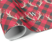 Red Buffalo Plays | Antlers en kerst met monogram Cadeaupapier (Rol Hoek)