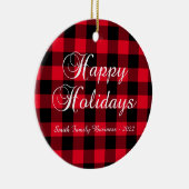 Red Buffalo Plays Prettige feestdagen Business Log Keramisch Ornament (Rechts)