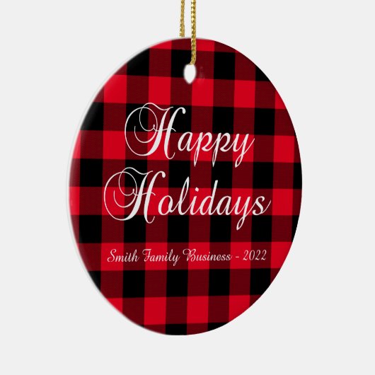 Red Buffalo Plays Prettige feestdagen Business Log Keramisch Ornament (Rechts)