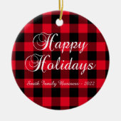 Red Buffalo Plays Prettige feestdagen Business Log Keramisch Ornament (Voorkant)