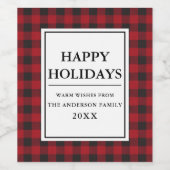 Red Buffalo Prettige feestdagen Wijn Etiket (Enkel label)